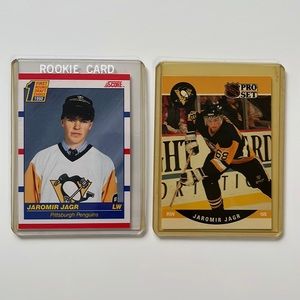 2 CARD LOT Jaromir Jagr 90-91 Pro Set Rookie Card / SCORE 1st Round Draft Choice